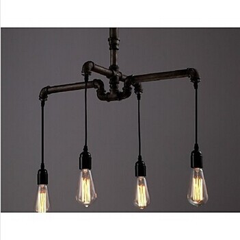 4 lights,e27,retro loft style water pipe vintage industrial pendant lamp light in iron shade,lustres de sala teto,bulb included