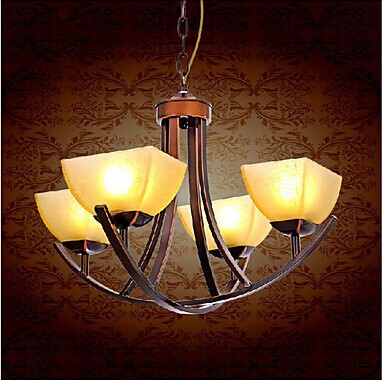 4 lights vintage led chandelier lamp for home lighting dining living room,with frosted glass shade,110v-220v e27 bulb included
