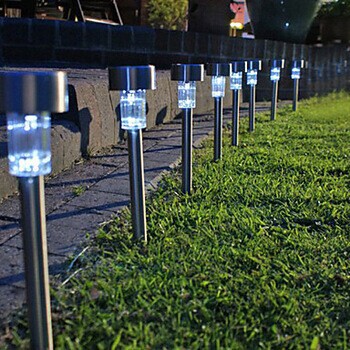 8pc stainless steel solar garden led light lamp,solar power led lawn lights outdoor lighting luz,for led outdoor emergency