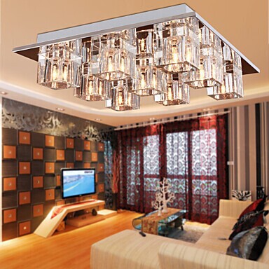 9 lights modern k9 crystal ceiling light for living room,luminarias lustres de cristal,g4 bulb included,stainless steel
