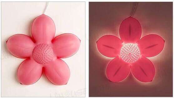 acrylic pink flower cute creative led wall light for children bedroom baby room night lamp bedside lamp,bulb included
