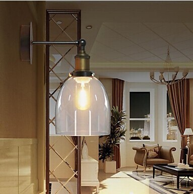 american loft style edison bulb vintage industrial wall lamp with glass shade,1light e27 bulb included,copper wall lamp 90v~260v