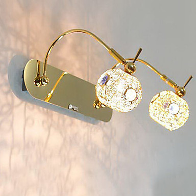 bathroom led wall lamp, 2 lights, modern metal golden electroplating,for bathroom livingroom home,bulb included,g4