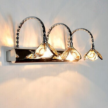 bathroom led wall lamp, 3 lights, modern flowers crystal stainless steel white acrylic ac,mirror light,bulb included