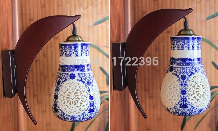 chinese style,jingdezhen blue and white porcelain,hand-painted hollow,1 light,warm light, led wall sconce,e26/e27,bulb included
