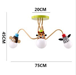 colorized lovely animals,dimmer,10w artistic led modern ceiling light with 3 lights, ac,e27,bulb included,for kids' room