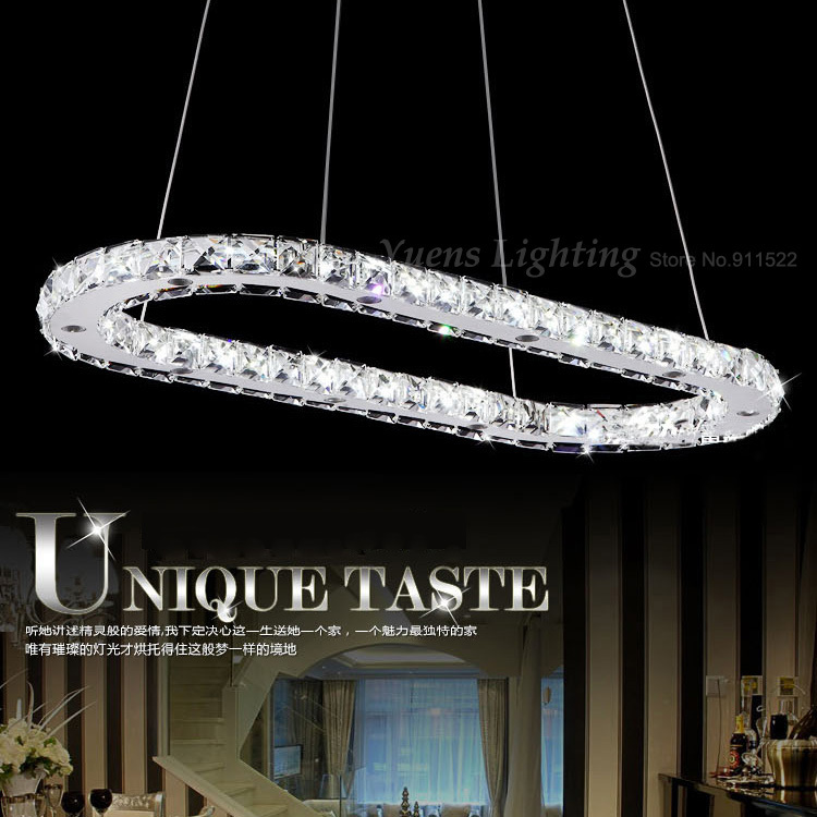contracted and modern led crystal pendant light stainless steel double loop restaurant bedroom lamp yslmcoc2