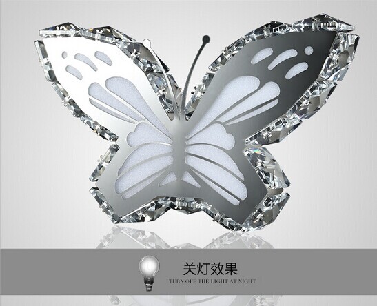 creative modern minimalist butterfly led crystal wall lamp, for hallway stairs balcony bedroom bedside,bulb included ac 90v~260v