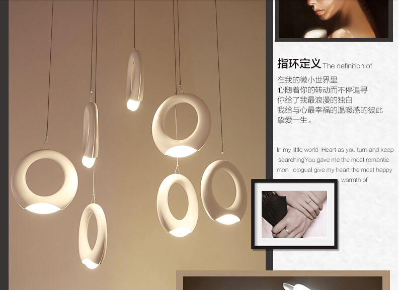 creative personality decorative ring led pendant lights acrylic hanging lamp fixtures for bar living room suspension luminaire