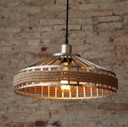 creative personality rope american country vintage loft pendant light,for bar home lights,e27 bulb included