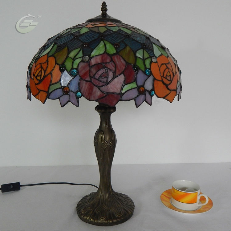 d40cm table lamps rural style blooming flowers the rose series desk lighting ysltb4-05