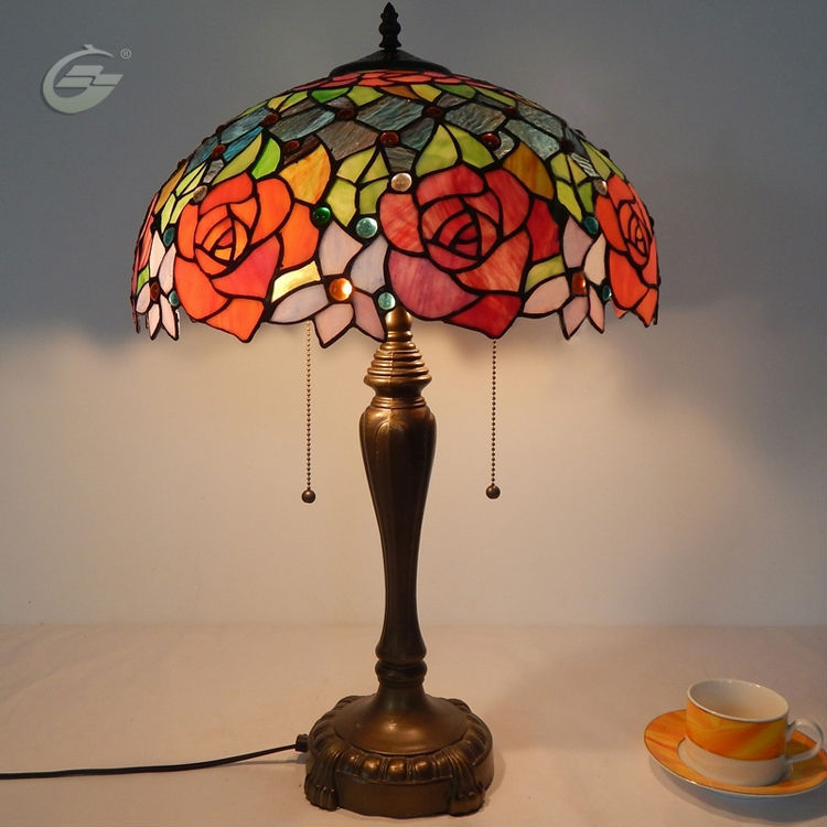 d40cm table lamps rural style blooming flowers the rose series desk lighting ysltb4-05