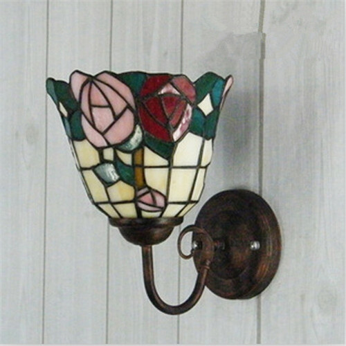 european style wall lights rose glass shade for bedroom/dining room,