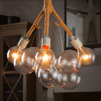 fashion edison loft industrial vintage pendant lights with glass ball for bar cafe dinning room hanging lamp lustre - Click Image to Close