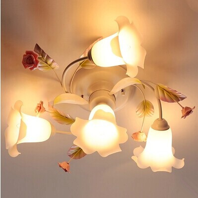 flush mount 5 lights country style meta flowers led ceiling lamp e12/e14,for foyer bedroom study dining room,bulb included