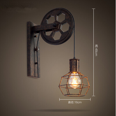 iron wheel loft style wall lamp american country bedside light fixtures for bar cafe home lightings applique murale luminaire