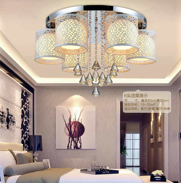 led crystal ceiling light modern brief circle living room lamps warm bedroom lights study light