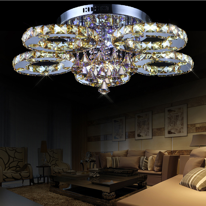 led crystal ring chandelier diamond ring crystal light fixture light suspension lumiere modern led lighting circles lamp