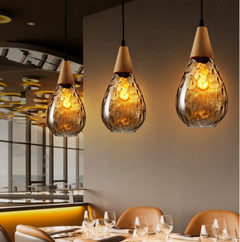 loft style creative wood glass edison industrail vintage pendant light fixtures for bar dining room hanging lamp indoor lighting
