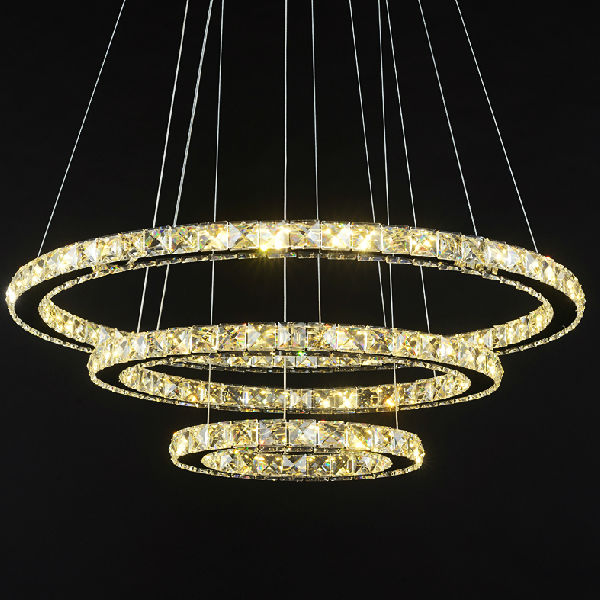 modern crystal chandelier lights led fixture d300+d500+d700mm for living room bedroom kitchen chandeliers,