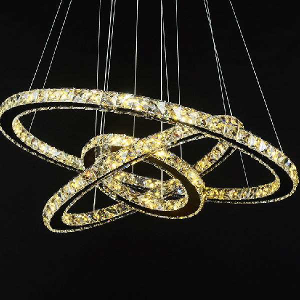 modern crystal chandelier lights led fixture d300+d500+d700mm for living room bedroom kitchen chandeliers,