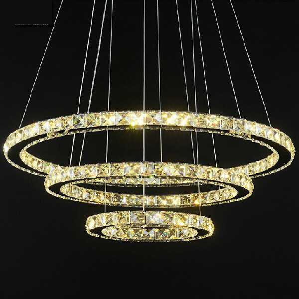 modern european amber colour three diamond rings crystal led kitchen chandelier pendant lamp ysl-468