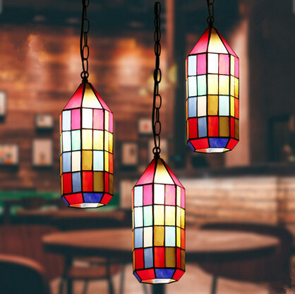 multicolor glass tiffany led pendant lights,colorful hanging lamp lamparas colgantes for bar dining room