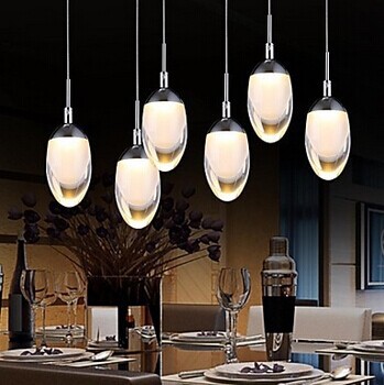 new design acrylic modern led pendant lighting lamp with 6 lights for dining room foyer, lustres e pendentes de sala,ac