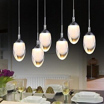 new design acrylic modern led pendant lighting lamp with 6 lights for dining room foyer, lustres e pendentes de sala,ac