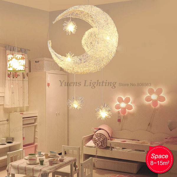 new novelty kid children room light lamp modern pendant lighting for bedroom moon star lights