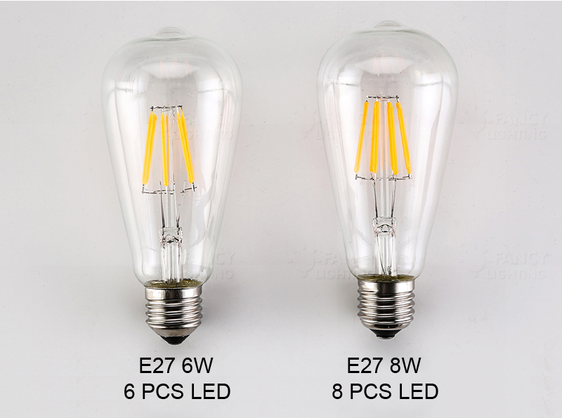 st64 dimmable led edison filament light bulb 6w 8w e27 220v globe lamp bulb 360 degree energy saving replace incandescent bulb