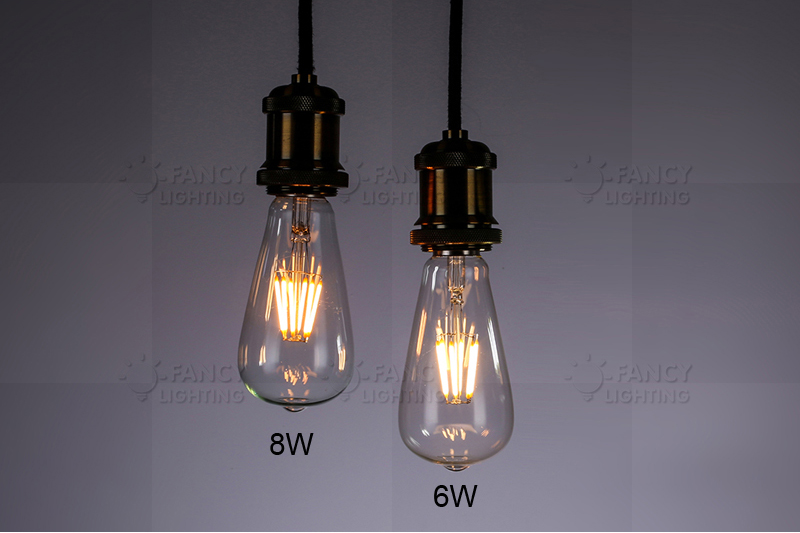 st64 dimmable led edison filament light bulb 6w 8w e27 220v globe lamp bulb 360 degree energy saving replace incandescent bulb