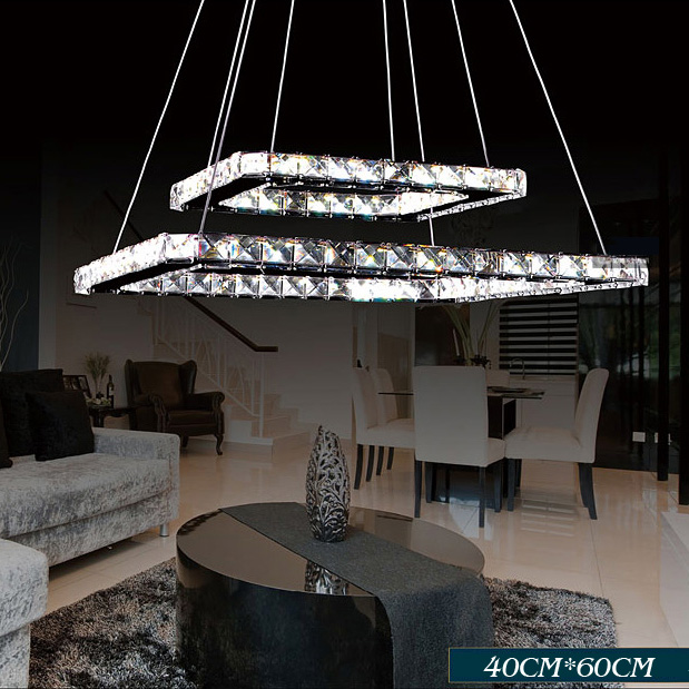 stainless steel led square crystal chandelier luxurious sitting room lamps ysl-2sa