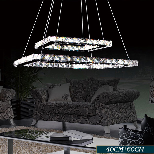 stainless steel led square crystal chandelier luxurious sitting room lamps ysl-2sa