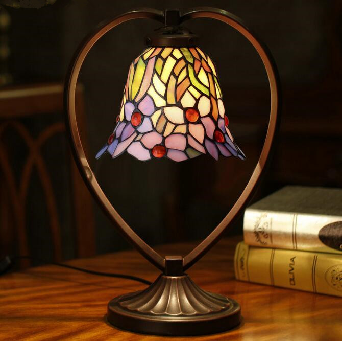 table lamps american country bedroom bedside lamp stained glass lampshade decorative light,yslc-33,