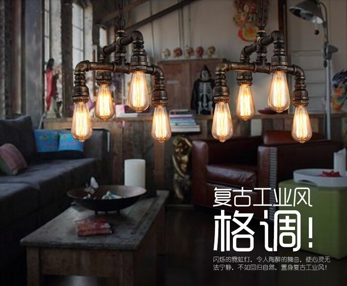 water pipe loft style lamp edison pendant lights fixtures vintage industrial hanging lamp for dining room bar lamparas colgantes