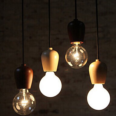 1 light american loft style edison bulb vintage pendant light for home lighting with wood base,e27 bulb included