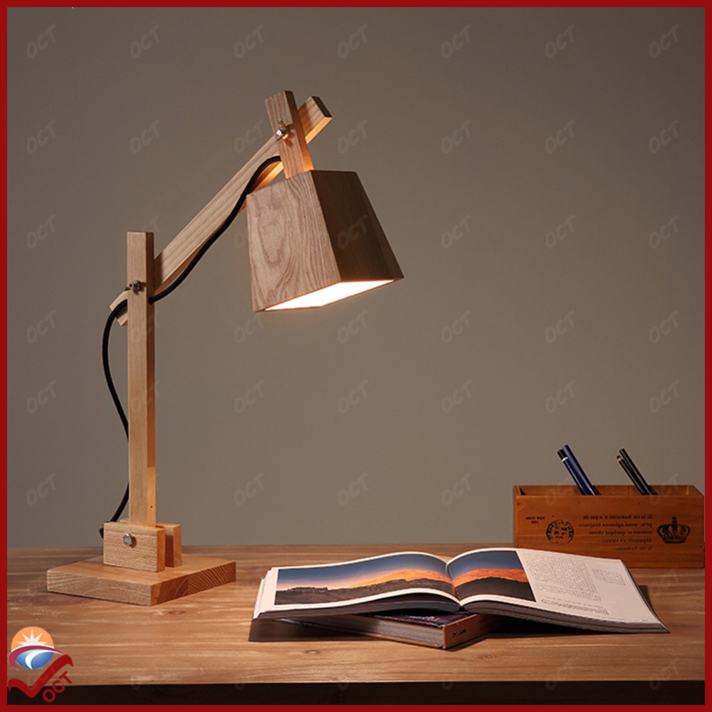 110v 220v 240v modern study dinning wooden table lamp lamparas de mesa led edison bulb desk lamp reading light luminaria fold