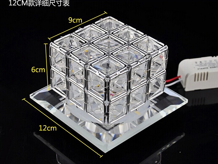 12cm modern crystal led ceiling lamps,simple corridor balcony entrance square glassfor bedroom hall,bulb included