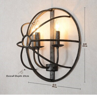 3 lights american country loft style foucault spiral wall lamp,instrument specialty,for restaurant hallway balcony,bulb included