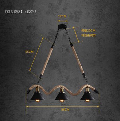 3 lights industrial vintage pendant lights hemp rope american loft style edison hanglamp fixtures for home lightings droplight