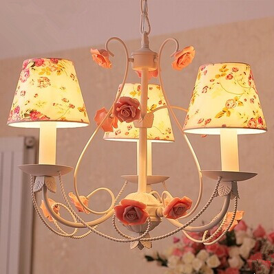 3lights,50cm,mediterranean,pure handmade flowers chandelier lamp,ceramic cloth for living room dining room bedroom,bulb included