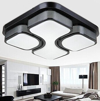 4 lights black iron art acrylic modern led ceiling light,bulb included,for living room home lighting,lustres de sala teto