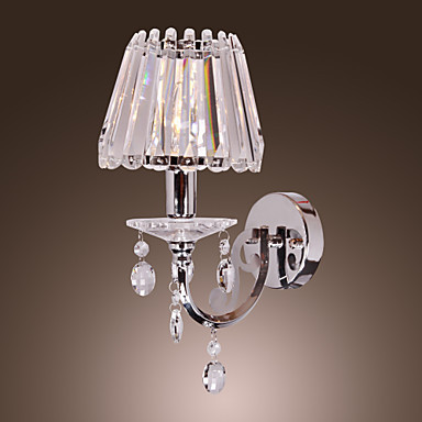 40w contemporary crystal wall lamp light with 1 light in candle feature,bulb included,e12/e14