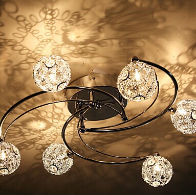 60w artistic modern ceiling light with 6 lights and 6 spring globe shades in windmill feature,g4,ac,bulb included