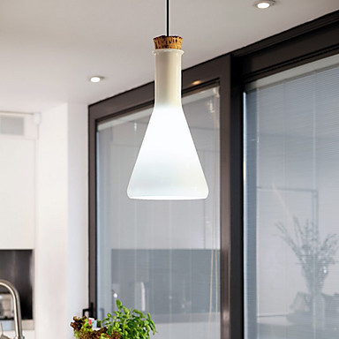 60w contemporary pendant light with glass shade in flask design for dining room living room,e26/e27,bulb included