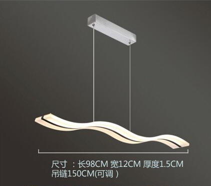 98cm modern creative acrylic led pendant lights for bar cafe home lighting simple wave hanging lamp lustres de sala