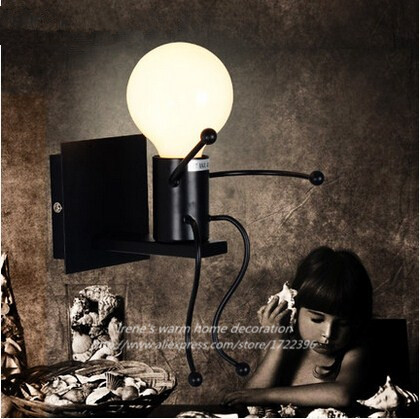 american country iron industrial vintage led wall lights,novelty simple creative child wall lamps for bedroom living room