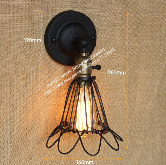 american country loft iron wall light,4 colors simple wall lamp for bar coffee dining room,e27*1 bulb included,ac 110v~240v