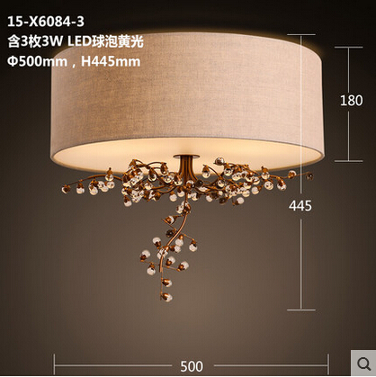 american country romantic crystal led ceiling lamp cloth flowers fixtures for bar bedroom living room luminaria lustres de sala